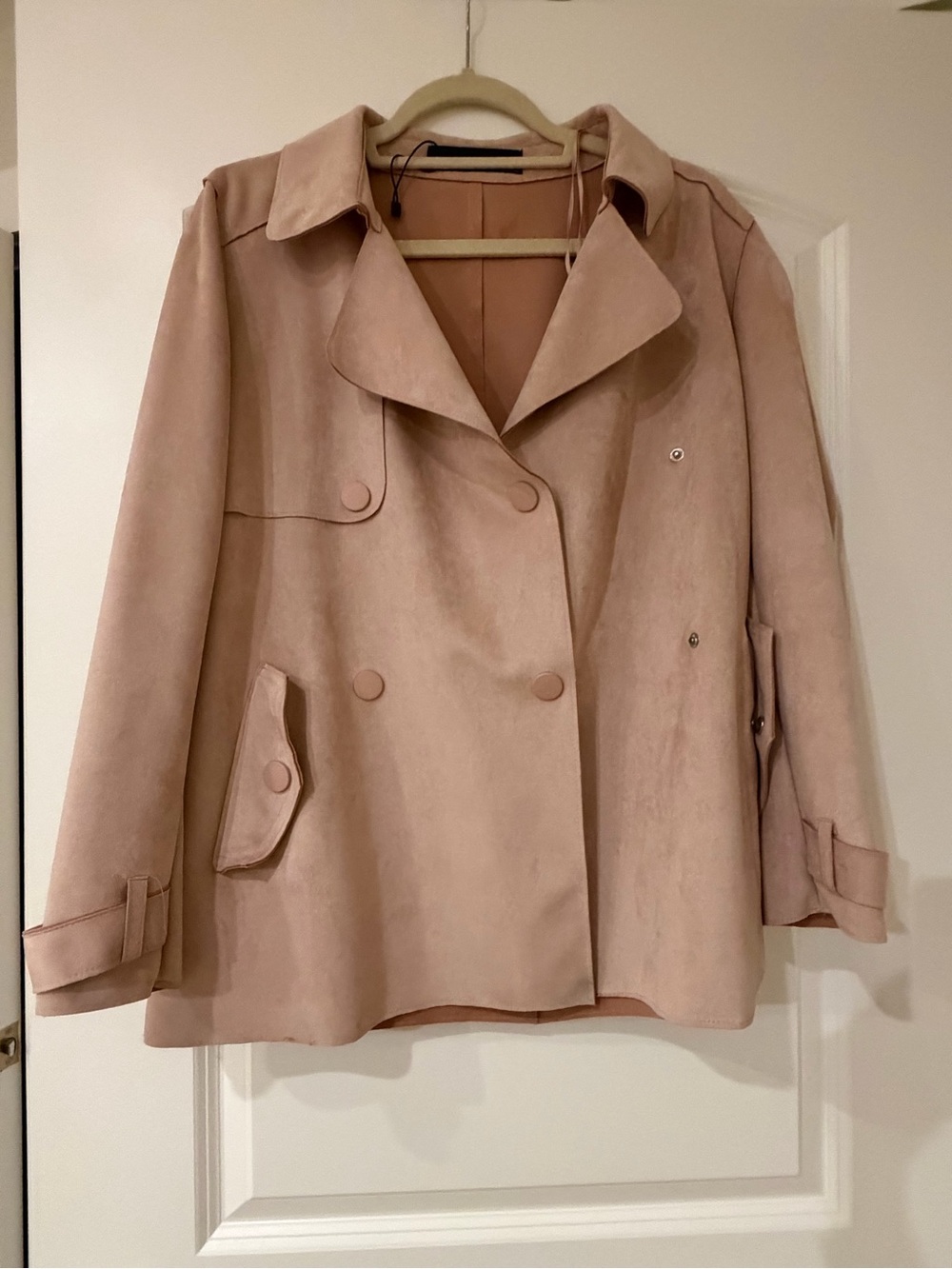 Zara Blush Pink Double-Breasted Trench Coat